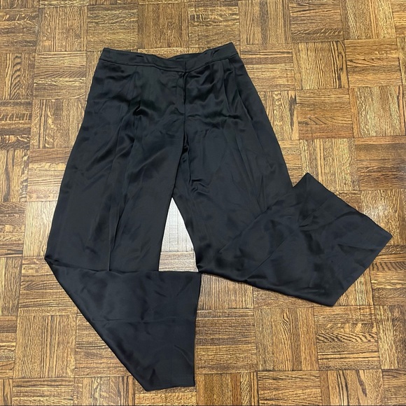 Valentino Women’s Wide-Legged Black Silk TrousersSize 12 US (48 IT)